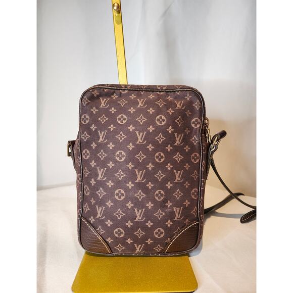 Louis Vuitton Danube Monogram Crossbody Bag Mini Lin Line Brown Vintage LV - Picture 12 of 16